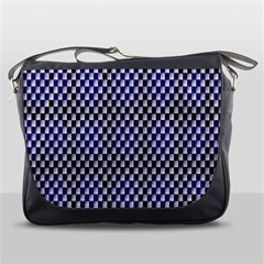 Squares Blue Background Messenger Bags by Simbadda