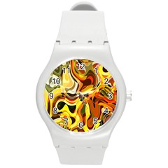 Colourful Abstract Background Design Round Plastic Sport Watch (m) by Simbadda