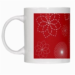 Floral Spirals Wallpaper Background Red Pattern White Mugs by Simbadda