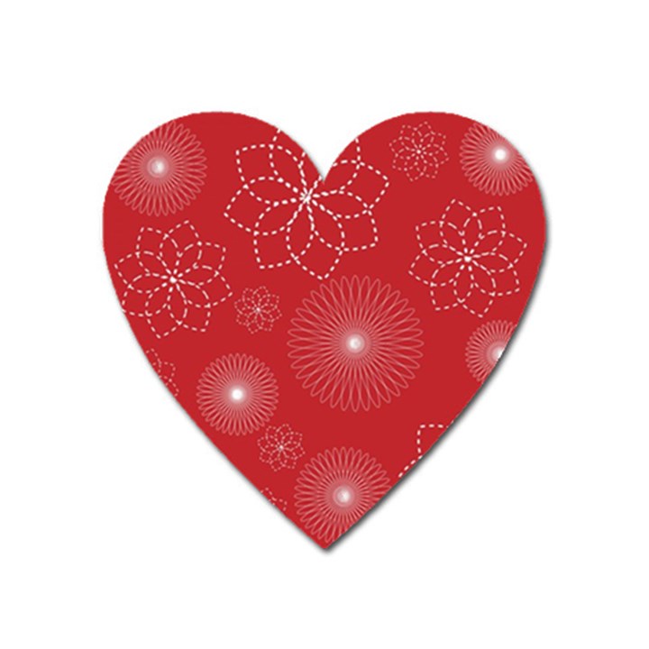 Floral Spirals Wallpaper Background Red Pattern Heart Magnet