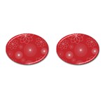 Floral Spirals Wallpaper Background Red Pattern Cufflinks (Oval) Front(Pair)