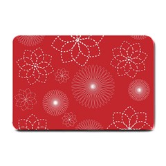 Floral Spirals Wallpaper Background Red Pattern Small Doormat  by Simbadda