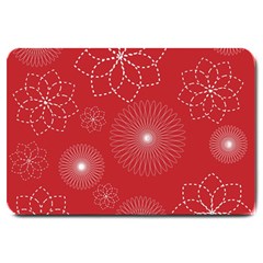 Floral Spirals Wallpaper Background Red Pattern Large Doormat  by Simbadda