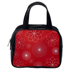 Floral Spirals Wallpaper Background Red Pattern Classic Handbags (one Side) by Simbadda