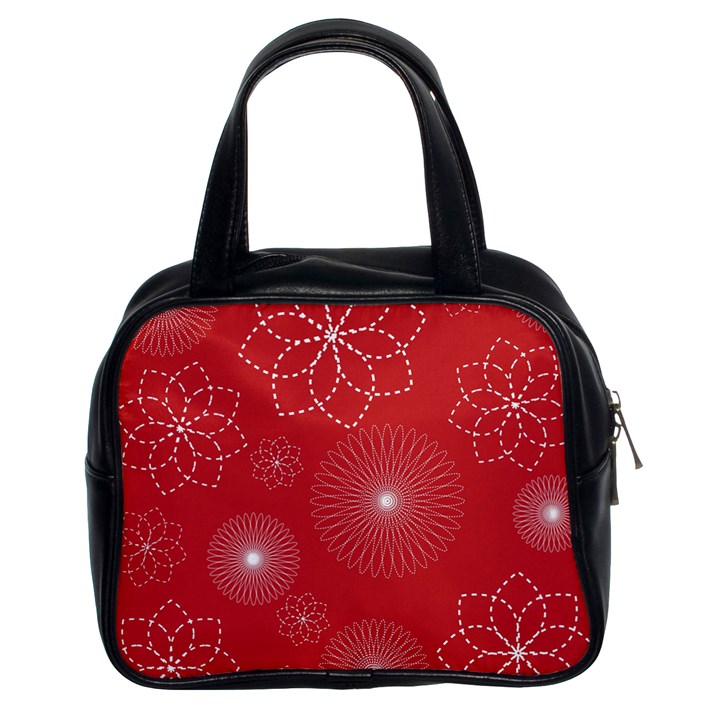 Floral Spirals Wallpaper Background Red Pattern Classic Handbags (2 Sides)