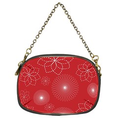 Floral Spirals Wallpaper Background Red Pattern Chain Purses (one Side)  by Simbadda