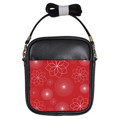 Floral Spirals Wallpaper Background Red Pattern Girls Sling Bags by Simbadda