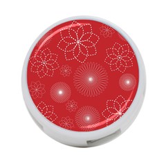 Floral Spirals Wallpaper Background Red Pattern 4-port Usb Hub (one Side) by Simbadda