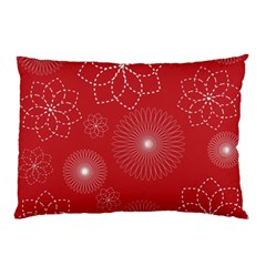 Floral Spirals Wallpaper Background Red Pattern Pillow Case (two Sides) by Simbadda