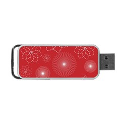 Floral Spirals Wallpaper Background Red Pattern Portable Usb Flash (one Side) by Simbadda