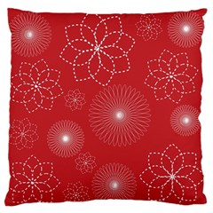 Floral Spirals Wallpaper Background Red Pattern Large Flano Cushion Case (two Sides) by Simbadda