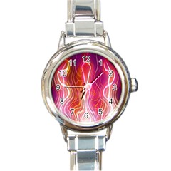 Fire Flames Abstract Background Round Italian Charm Watch by Simbadda