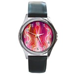 Fire Flames Abstract Background Round Metal Watch Front