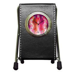 Fire Flames Abstract Background Pen Holder Desk Clocks by Simbadda