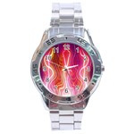 Fire Flames Abstract Background Stainless Steel Analogue Watch Front