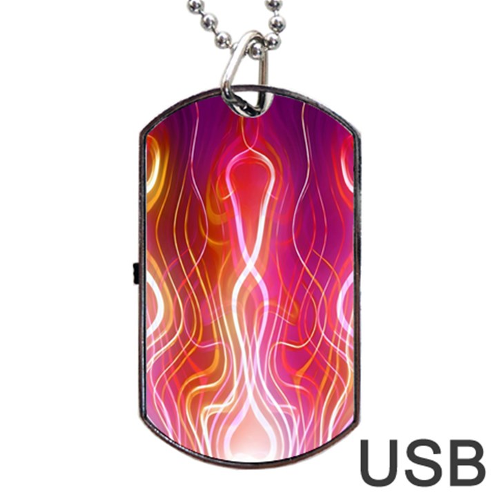 Fire Flames Abstract Background Dog Tag USB Flash (One Side)