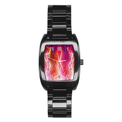 Fire Flames Abstract Background Stainless Steel Barrel Watch by Simbadda