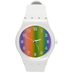 Colorful Stipple Effect Wallpaper Background Round Plastic Sport Watch (M) Front