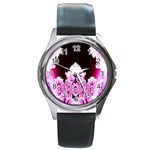 Fractal In Pink Lovely Round Metal Watch Front