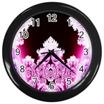 Fractal In Pink Lovely Wall Clocks (Black) Front