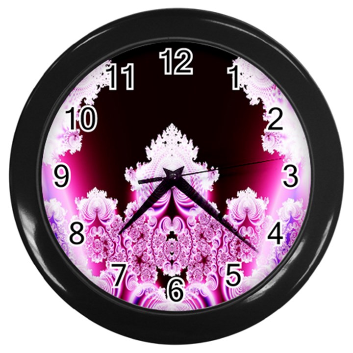 Fractal In Pink Lovely Wall Clocks (Black)