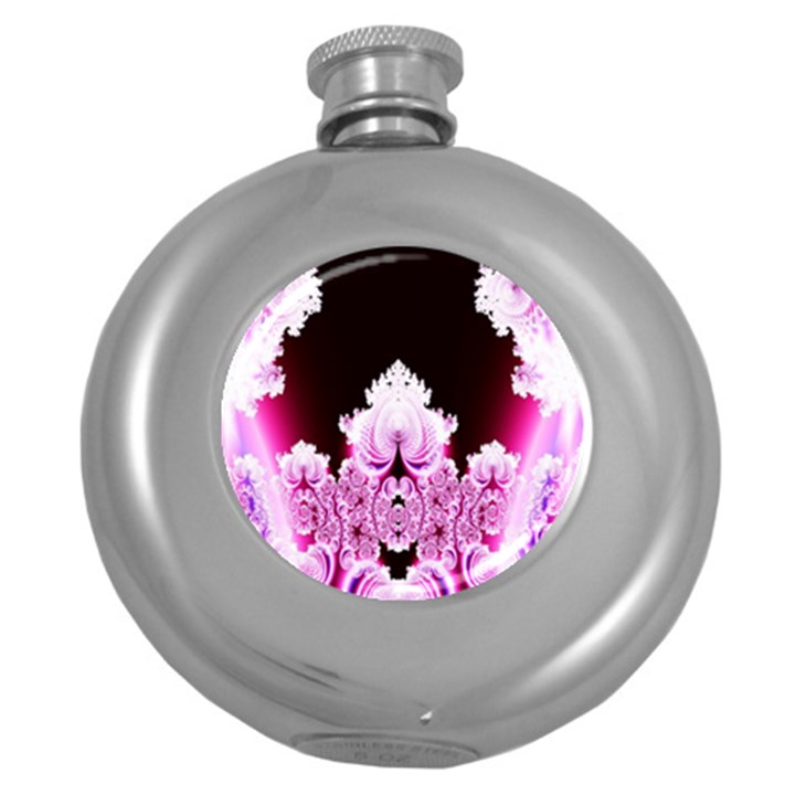 Fractal In Pink Lovely Round Hip Flask (5 oz)