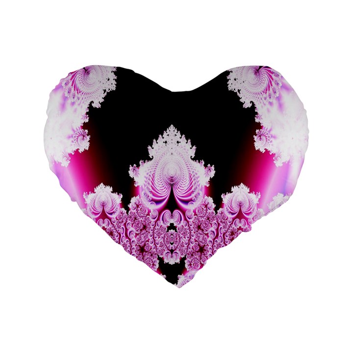 Fractal In Pink Lovely Standard 16  Premium Flano Heart Shape Cushions