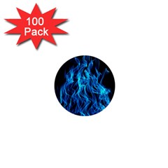 Digitally Created Blue Flames Of Fire 1  Mini Magnets (100 Pack)  by Simbadda