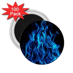 Digitally Created Blue Flames Of Fire 2 25  Magnets (100 Pack)  by Simbadda