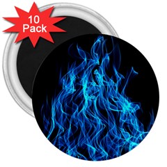 Digitally Created Blue Flames Of Fire 3  Magnets (10 Pack)  by Simbadda