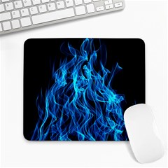 Digitally Created Blue Flames Of Fire Large Mousepads by Simbadda