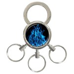 Digitally Created Blue Flames Of Fire 3-Ring Key Chains Front