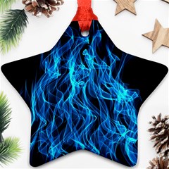 Digitally Created Blue Flames Of Fire Star Ornament (two Sides) by Simbadda