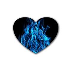 Digitally Created Blue Flames Of Fire Heart Coaster (4 Pack)  by Simbadda