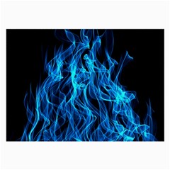 Digitally Created Blue Flames Of Fire Large Glasses Cloth (2-side) by Simbadda