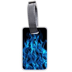 Digitally Created Blue Flames Of Fire Luggage Tags (one Side)  by Simbadda