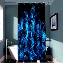 Digitally Created Blue Flames Of Fire Shower Curtain 36  X 72  (stall)  by Simbadda