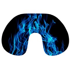 Digitally Created Blue Flames Of Fire Travel Neck Pillows by Simbadda