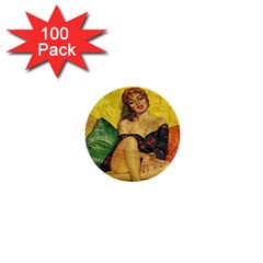 Pin Up Girl  1  Mini Buttons (100 Pack)  by Valentinaart