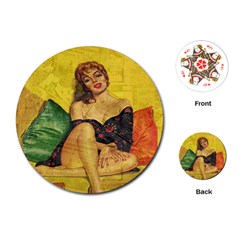 Pin Up Girl  Playing Cards (round)  by Valentinaart