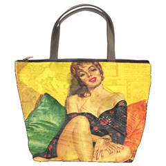 Pin Up Girl  Bucket Bags by Valentinaart