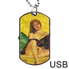 Pin Up Girl  Dog Tag Usb Flash (two Sides) by Valentinaart