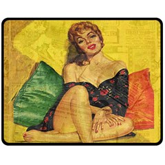 Pin Up Girl  Double Sided Fleece Blanket (medium)  by Valentinaart