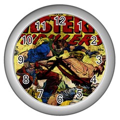 Western Thrillers Wall Clocks (silver)  by Valentinaart