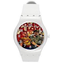 Woman In Love Round Plastic Sport Watch (m) by Valentinaart