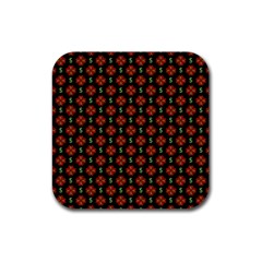 Dollar Sign Graphic Pattern Rubber Coaster (square)  by dflcprints