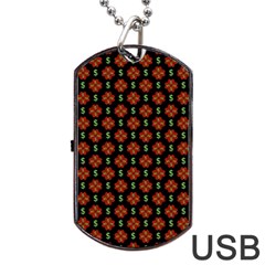 Dollar Sign Graphic Pattern Dog Tag Usb Flash (two Sides) by dflcprints