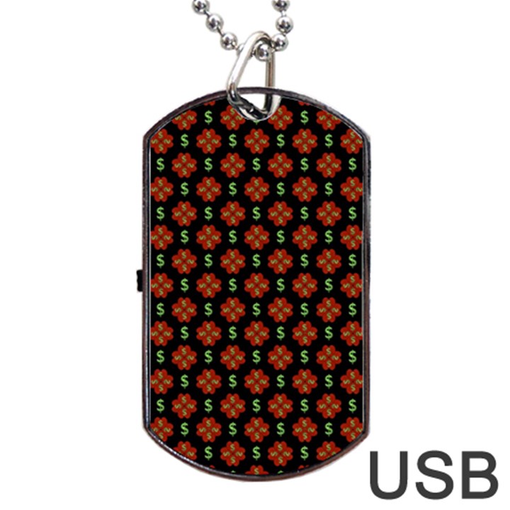 Dollar Sign Graphic Pattern Dog Tag USB Flash (Two Sides)