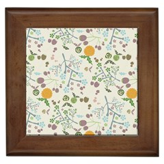 Floral Kraft Seamless Pattern Framed Tiles by Simbadda