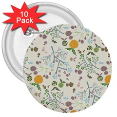 Floral Kraft Seamless Pattern 3  Buttons (10 Pack)  by Simbadda